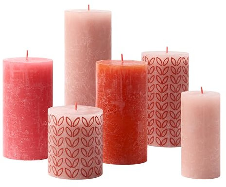 Bolsius Rustic Candle Gift Set - Poppy Sunset - Box of 6 Candles - Long Burning Time - Household Candle - Interior Decoration - Unscented - Includes Natural Vegan Wax - No Palm Oil