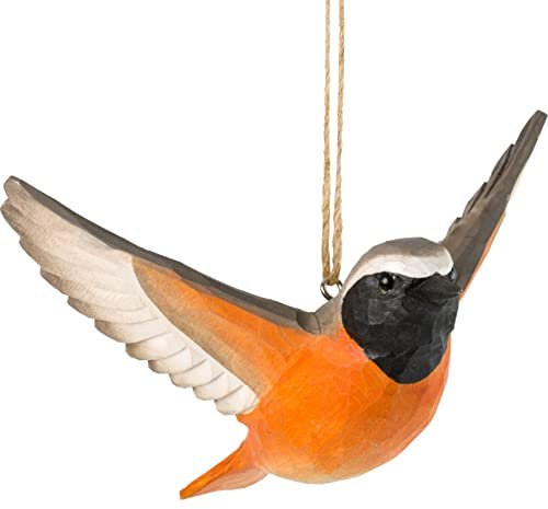 WILDLIFEGARDEN Wildlife Garden WG4445 DecoBird Fliegender Gartenrotschwanz - Handgeschnitzter Dekorative Vogel aus Holz - Fliegende Vögel