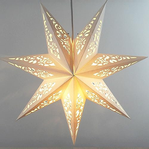 CLISPEED Paper Lampshade Star Lantern Shade Christmas Hanging 3D Paper Star Decoration Star Light Shade for Wedding Party Xmas Day Decoration (45CM, No Light)
