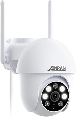 ANRAN FHD 5MP Überwachungskamera Aussen WLAN, 360 Grade PTZ IP Kamera mit Automatische Verfolgung, 30m Farbige Nachtsicht mit Flutlicht, 24/7 Video Aufzeichnung, 2-Wege-Audio mit Alexa, P3 Max Weiß