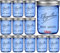 eleganttime 473 ml blaue Einmachgläser mit Deckel, 12 Stück breite Öffnung, luftdichte Glasbehälter, Aufbewahrung, Einmachen, Einlegen, Heimdekoration, Hafer, Obstkonserven, Marmelade oder Gelee