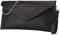 SH Leder Echtleder Clutch Umhängetasche kleine Tasche elegant Abendtasche in genarbt Rindleder mit Tragkette 31,5x16,5cm Saya G369 (Schwarz)