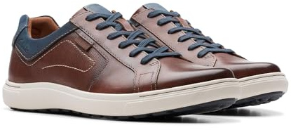 Clarks Men's Mapstone Lace Sneaker Mahogany Leather 10.5 Wide