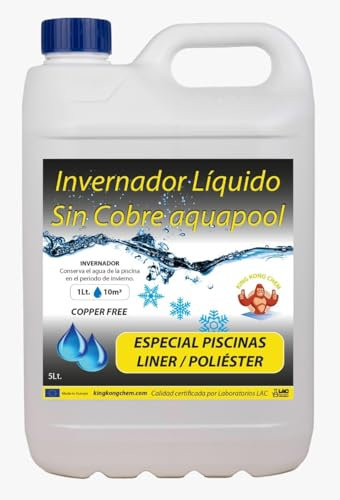 INVERNADOR LÍQUIDO Especial Liner/Poliester SIN Cobre 5 litros - Desinfectante y Algicida para el Tratamiento de Piscinas en Invierno