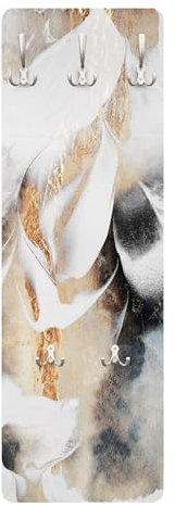 Bilderwelten Garderobe Abstrakt 105cm x 34cm Malerei Gold Modern Garderobenhaken Garderobenpaneel Flurgarderobe Flur-Möbel Wandgarderobe Holz