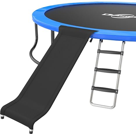 Deomod Trampoline Ladder Slide Kit, Trampoline Universal 3 Steps Wide Ladder & Buffer Slide,Universal Step Slider for 10ft 12ft 14ft 15ft 16ft Trampoline, Easy to Climb and Slider for Children/Kids