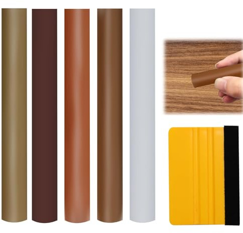 5 Pcs Wax Filler Sticks Kit Wood Touch Up Worktop Furniture Repair Crayons Laminate Counter Wood Scratch Remover with Scraper for Stains Scratches Holes Floor Desks Carpenters