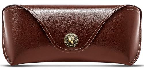 SUNGAIT Étui à lunettes de soleil pour hommes et femmes : Etui à lunettes portable en cuir à coque dure - Etui mince pour plusieurs lunettes de soleil (Marron)