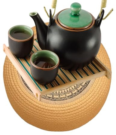Cuscino da Meditazione - Cuscino da Pavimento Giapponese | Tappetino Tatami Rotondo da 40cm Intrecciato a Mano in Juta Traspirante per Yoga Meditazione Zen Tempio o Decorazione della Casa