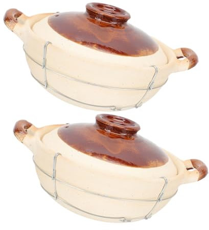iplusmile 2pezzi Casseruola Terracotta Con Teglia Rotonda in Terracotta Pentola Per Stufato Teglia Da Forno Con Casseruola Per Cottura Pentola Per Brasare Forniture Per Cucinare in Casa