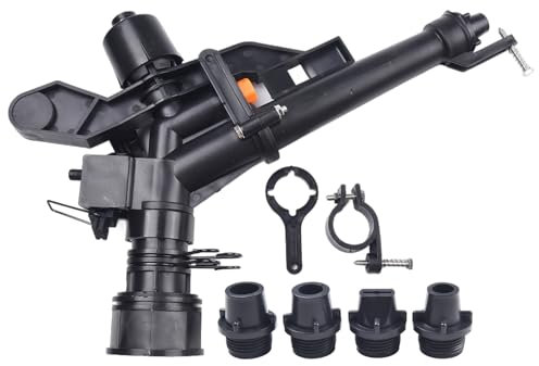 Irrigatore a impatto regolabile Sistema di irrigazione da giardino rotante a 360 gradi con attacco filettato femmina da 1,5 pollici spruzzatore d'acqua per fattoria frutteto prato parco erba terreno