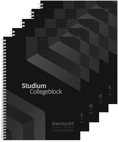 druck.de Gemischter Collegeblock A4-5 Stück - 80 Blatt - 80g