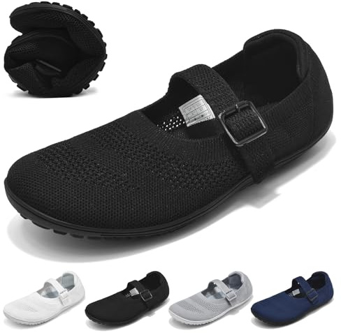 Wizshoe Ballerines Barefoot Femme Confortables Chaussures D’été Noir 37EU
