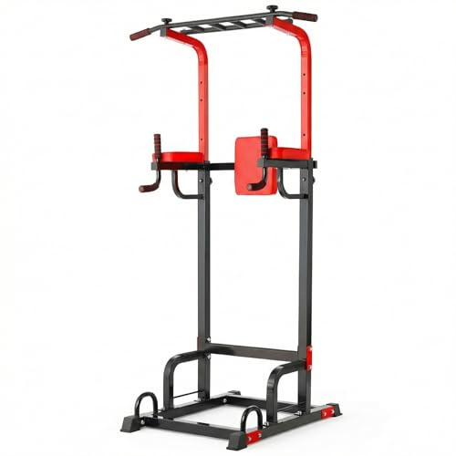 TLGREEN Power Tower Dip Station Armhävstång fristående multifunktion för kraftstation styrketräningsanordning i hemmagymmet justerbar höjd max 200 kg