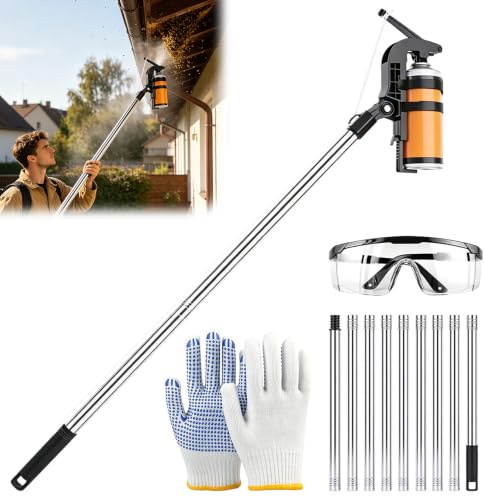 HOVCEH 3,6 m sprayburkar, förlängningsstänger, adapter, sprayburkar, förlängning med handskar och skyddsglasögon, justerbar vinkel, spraystång, teleskopstång för aerosoldos, sprayfärg