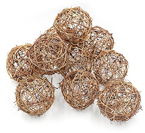 Lot de 12 boules en rotin naturel à suspendre - 7,6 cm - Remplissage de vase pour loisirs créatifs, fête, décoration de table de mariage, accessoires d'aromathérapie