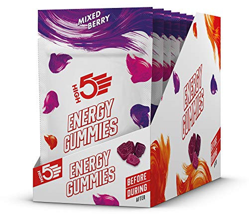 High 5 Energy Gummies (Without Caffeine). Berry Flavour – 10 Sachet Pack. Vegan Approved. Natural Flavours. Free from Artificial Sweeteners.