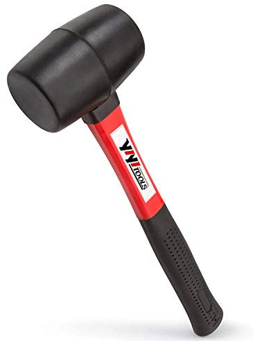 YIYITOOLS YY-2-005 Rubber Mallet Hammer with Fiberglass Handle–16-oz, Black