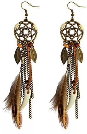 Ohrhänger,Ohrringe Zubehör Durchstochen,Feder Drop Ohrringe Runde Ausschnitt,Ohrhänger Schmuck,Baumeln Sie Ohrring,Ausschnitt Seil Klinge Anhänger Braun Lange Ohrringe Frauen Schmuck für Damen