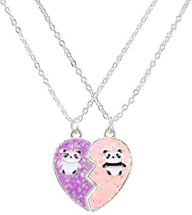 MenYiYDS 2 piezas BFF collares amistad collar magnético panda joyería colgante mejores amigos niñas collar para niñas regalos de cumpleaños colgante cadena regalos (rosa y morado)