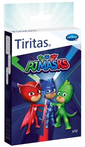 TIRITAS PJ Masks: Apósitos Infantiles con Dibujos de la Serie PJ Masks; Resistentes al Agua y la Suciedad; 12 Unidades