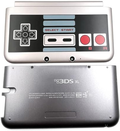 Blaue Farbe 3DSXL Extra Gehäuse Gehäuse Ober- und Unterschalen 2 Stück Set Ersatz für 3DS XL/LL 3DSLL Old Big Handheld Konsolen, New Custom US Edition A/E Face Outer Cover Plates Frontplatte, Grau