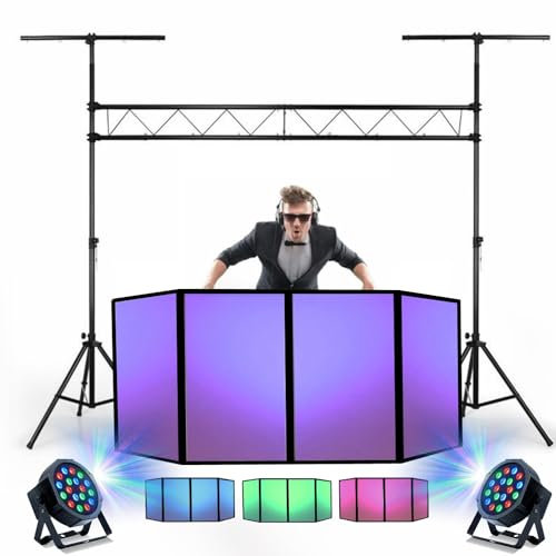 Ibiza - Pack Lumière - Portique DJ Ibiza Light SLB001 - Façade Lycra - 2 Projecteurs PAR - Fête Soirée Professionnel Club Discomobile