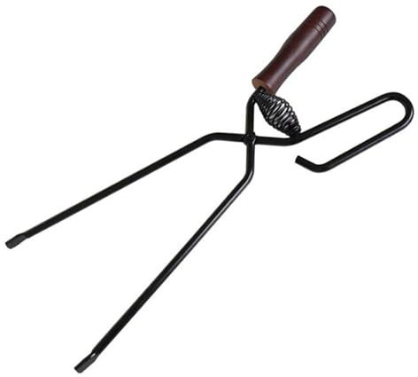 Holzzange Kamin, Kaminzange Lang 41cm Für Und Briketts Mit Holzgriff, Kaminzange Einhand, Kaminholzzange Aus Edelstahl, Outdoor Feuerholzzange Für Kaminzubehör, Picknic, Grills