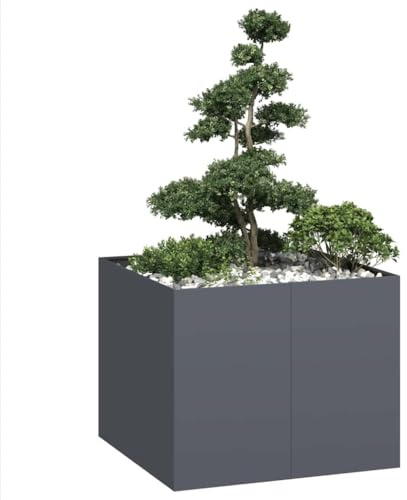 Myheimly Pflanzgefäß,Pflanzschale, Garten-Garten-Pflanzkübel, Outdoor-Pflanzgefäß, Hochbeet, Anthrazit 100x100x80 cm Stahl