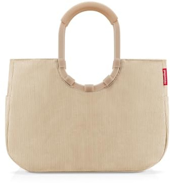 reisenthel loopshopper L frame cord sand – Stabile Tasche mit praktischen Fächern aus recycelten PET-Flaschen – Charmantes und wasserabweisendes Design