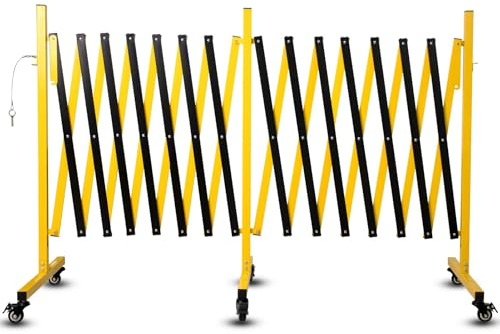 Barriera Retrattile da 7 m, Barriera Espansibile in Acciaio con Altezza di 1,05 m, Barriere di Sicurezza per Parcheggio con Lucchetto e Ruote Bloccabili, Astro Barriera per Cantiere (2, 7m)
