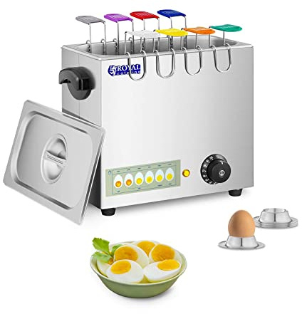 Royal Catering Eierkocher RCEB-8T (2600 W, Edelstahl, für 8 Eier, Eierlöffel mit Farb-Codierung, inkl. 4 Eierbecher)