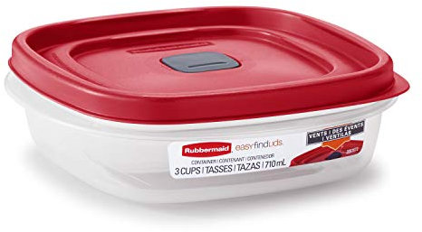 Rubbermaid 2030328 Easy-Find Lid Food Storage Container, Plastic, Red