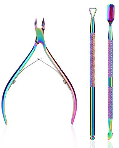 3 Stück Nagelhautzange mit Nagelhautschieber, Nagelhaut trimmer, Edelstahl Nagelhautentferner und Cutter für Fingernagel und Zehennagel, Mwoot Cuticle Nipper with Cuticle Pusher Peeler Remover Kit