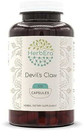 HerbEra Devil's Claw 120 Capsules, 500 mg, Devil's Claw (Harpagophytum Procumbens) Dried Root (120 Capsules)