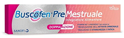 Buscofen Premestruale - Integratori con Magnesio, Vitamina B6, Vitamina E, Calcio - Utile durante la Fase Premestruale e le Mestruazioni (15 Compresse Effervescenti Arancia e Mandarino)