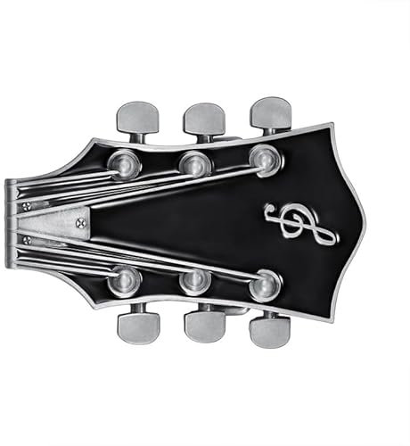 BOBIJOO Jewelry - Boucle de Ceinture Américaine Guitare Electrique Noir Rocker Ardillon Métal Biker Ceinturon