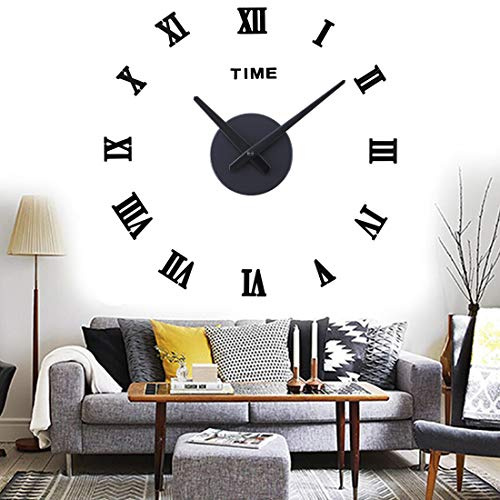 Yolistar Modern DIY Grande Horloge Murale, 3D Miroir Autocollant Metal Silencieuse Pendule Murale, Pendule Murale Moderne Métallique Horloge Décorations de Bureau Domicile