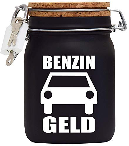 Spardose Benzin Geld Geschenk Idee Schwarz L
