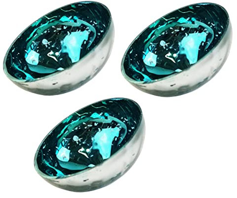 Glas Schwimmschale rund (3er Set) - Schwimmkerzen, Tischdeko, Teelichthalter (Hellblau)