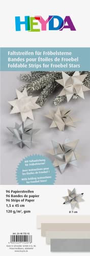 Heyda Faltstreifen-Set für Fröbelsterne | 1,5×45 cm, 120 g/m², silberfarben