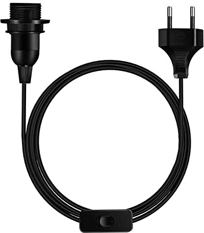 CABLEPELADO Lampenfassung E27 mit Schalter | Lampenadapter | Lampensockel | Steckdose + Ein-/Ausschalter | Kabel 2 Meter | Schwarz