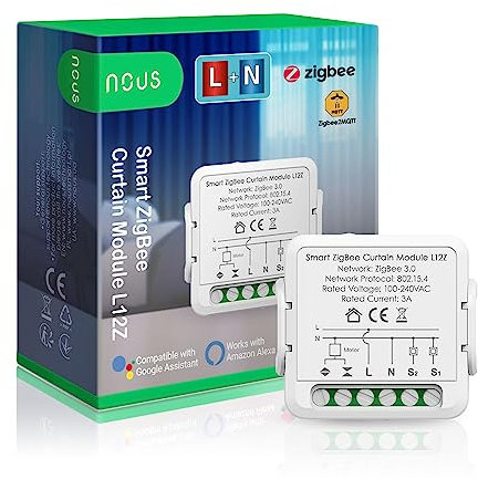 ZigBee Rolladenschalter Alexa Nous L12Z - Rolladen Zeitschaltuhr, Tuya smart home curtain Jalousien Schalter, DIY rolladensteuerung relais 230v Google Home Assistant ZigBee2MQTT - 3.0 Hub erforderlich