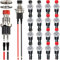 MKBKLLJY 18Pcs 7mm Mini Round Pushbutton Switches 1A 250V AC 2 Pins SPST ON OFF Momentary Push Button Switch with Pre-soldered Wires for Car, Boat 2 Color(Red/Black)