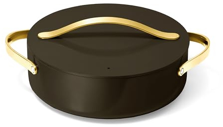 Caraway Rondeau - 6 Qt Non-Stick Pan with Lid - Free From Forever Chemicals - Perfect for Searing, Braising, & Roasting - Black