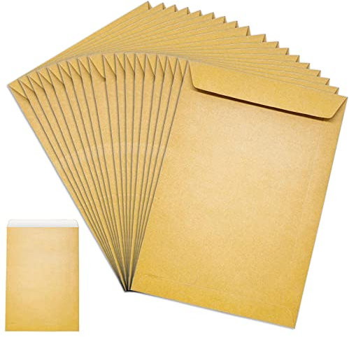 50 Stück Briefumschläge A4: 229× 324 mm 100g Briefumschläge ohne Fenster Selbstklebend gerade Klappe Haftklebung Umschläge Kraftpapier Versandtaschen Große Briefkuvert Umschlag Gelb