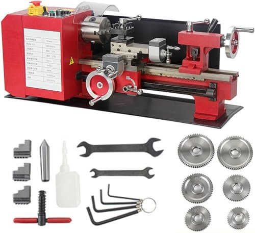 Torno De Precisión For Metal De Sobremesa, De 7,09 X 13,78, 500 W, 2500 RPM, Con Mandril Autocentrante De Tres Mordazas De 80 Mm For Trabajos De Bricolaje, Torneado, Taladrado, Roscado Y Fresado