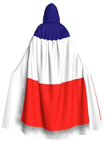 SKKNT Fransk flagga tryck ventil huva kappa för kvinnor män cape för halloween karneval och temafester