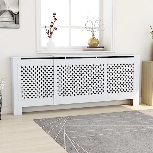 Genérico Cubierta para radiador MDF Blanco 205 cm,Accesorios para radiadores de calefacción-325555