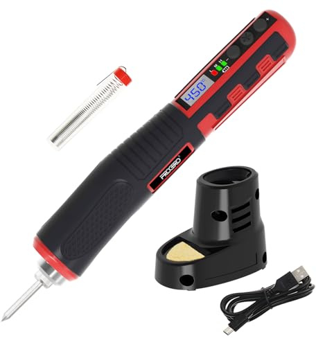 FrogBro Cordless Soldering Iron with Adjustable Cordless Temperature 392°F-842°F Type-C Fast Charging, LED Display, Portable Rechargeable Soldering Kit，Auto Sleep/Shut-Off & Safety Lock